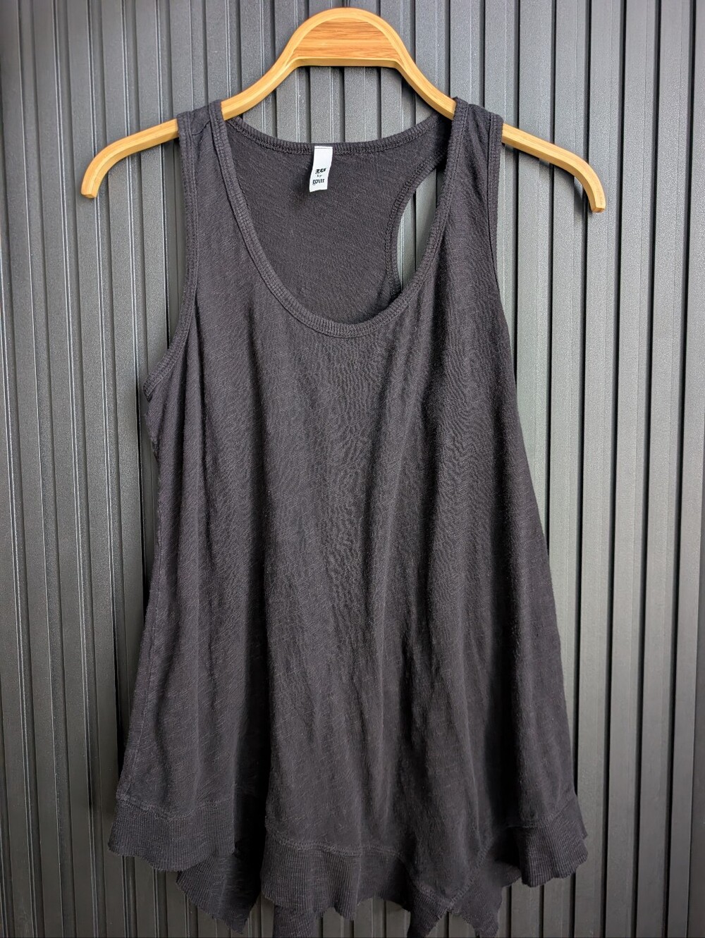 Wilt Black Racerback Swing Tank Top Asymmetrical Edge Hem | Size M